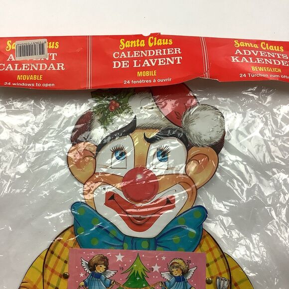 Vintage Pull String Santa Christmas Advent Calendar Denmark Moldow Movable Clown - Picture 2 of 12